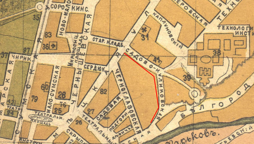 Садово-Куликівська вулиця на мапі 1897 року
