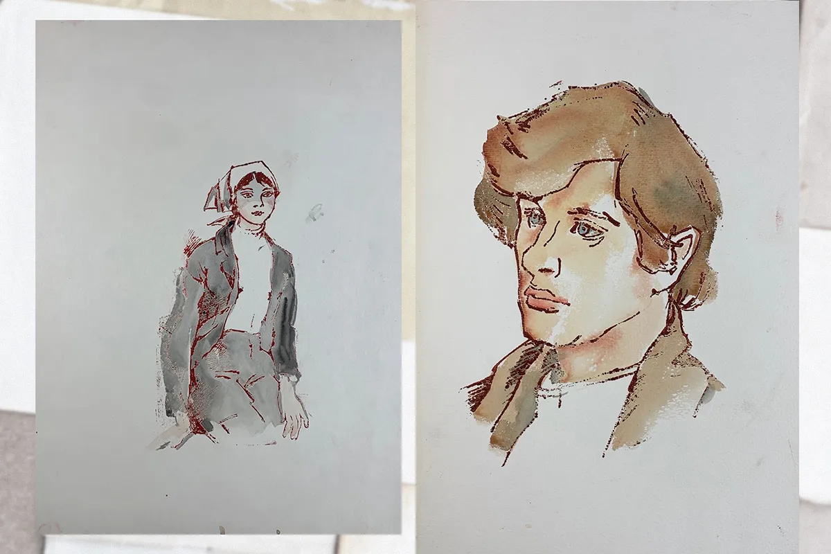 портрети — молодої бетонщиці Надії Косової та столяра-депутата В. Стружкіна.